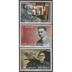Uruguay 1795/97 1999 Artistas Joaquín Torres García jUAN J. Morosoli Luis E. Aroztegui MNH Uruguay 1795/97 1999 Artistas Joaquín Torres García jUAN J. Morosoli Luis E. Aroztegui MNH