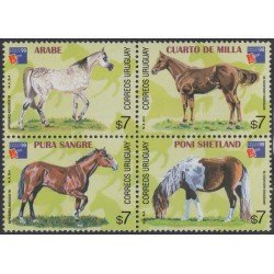 Uruguay 1818/21 1999 Philexfrance 99 Exposición  Filatélica Internacional Caballos Horses MNH