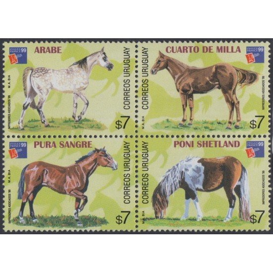 Uruguay 1818/21 1999 Philexfrance 99 Exposición Filatélica Internacional Caballos Horses MNH Uruguay 1818/21 1999 Philexfrance 99 Exposición Filatélica Internacional Caballos Horses MNH