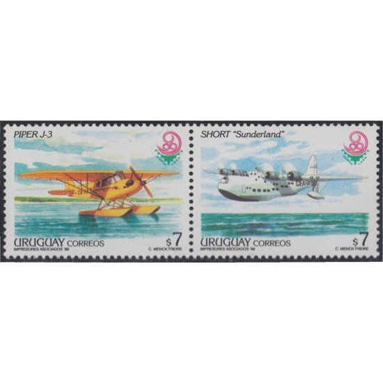 Uruguay 1832/33 1999 China 99 Hidroaviones MNH Uruguay 1832/33 1999 China 99 Hidroaviones MNH