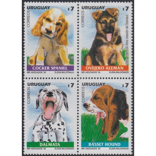 Uruguay 1834/37 1999 Fauna Perros Dogs MNH Uruguay 1834/37 1999 Fauna Perros Dogs MNH