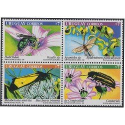 Uruguay 1838/41 1999 Fauna y flores Insectos y flores flowers MNH