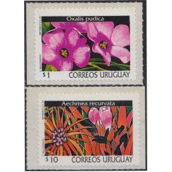 Uruguay 1878/79 1999 Serie antigua Flores Flowers Autoadhesivos