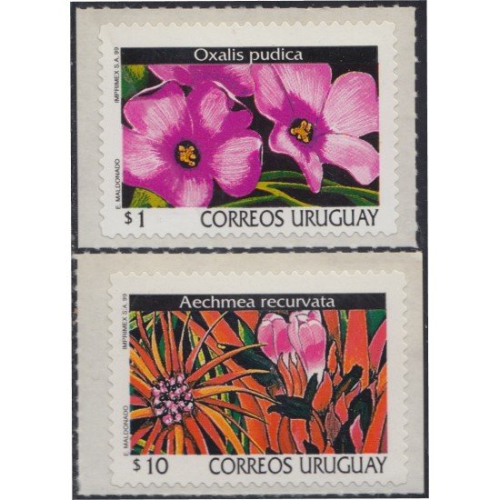 Uruguay 1878/79 1999 Serie antigua Flores Flowers Autoadhesivos