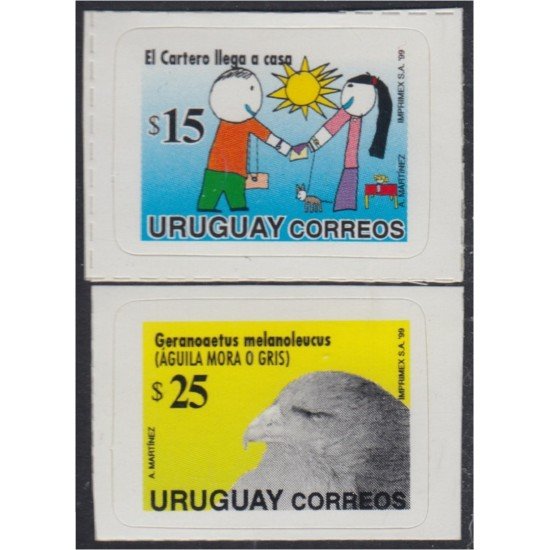 Uruguay 1891/92 2000 Serie antigua Águila gris Dibujo infantil MNH Uruguay 1891/92 2000 Serie antigua Águila gris Dibujo infantil MNH