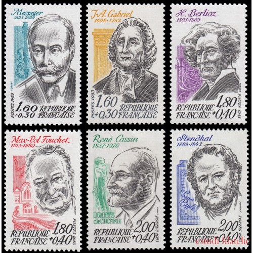 France Francia 2279/84 1983 Personajes célebres MNH