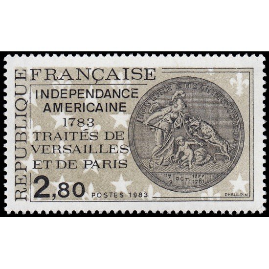 France Francia 2285 1983 Independencia americana (1783) Tratado de Versailles y de París MNH France Francia 2285 1983 Independencia americana (1783) Tratado de Versailles y de París MNH