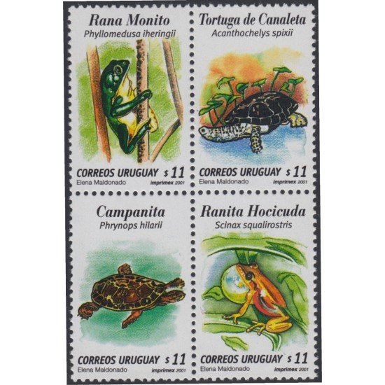 Uruguay 1937/40 2001 Fauna Tortugas y ranas MNH