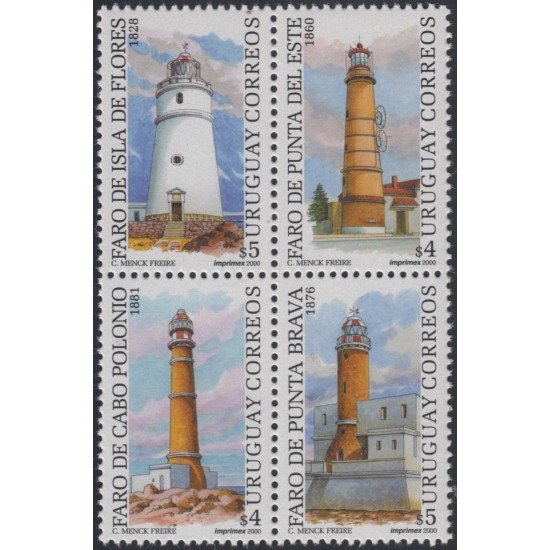 Uruguay 1880/83 2000 Faros Lighthouses MNH Uruguay 1880/83 2000 Faros Lighthouses MNH