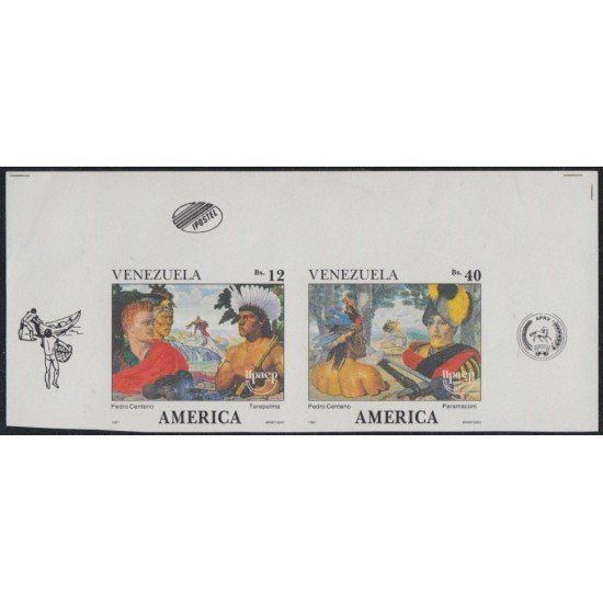 Upaep 1991 1540/41 Venezuela Colon Columbus sin dentar imperforated Upaep 1991 1540/41 Venezuela Colon Columbus sin dentar imperforated