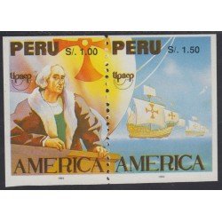 Upaep 1992 Perú Variedad variety Sin dentar dentado vertical Colon Columbus Upaep 1992 Perú Variedad variety Sin dentar dentado vertical Colon Columbus