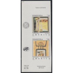 Upaep 1992 Venezuela 1601/02 Sin dentar Imperforated MNH Upaep 1992 Venezuela 1601/02 Sin dentar Imperforated MNH