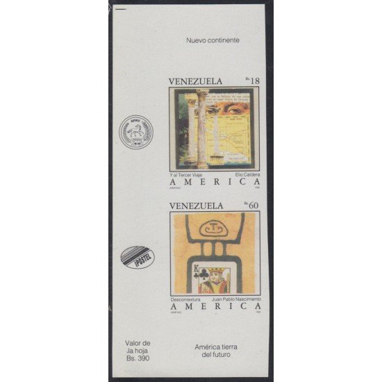 Upaep 1992 Venezuela 1601/02 Sin dentar Imperforated MNH Upaep 1992 Venezuela 1601/02 Sin dentar Imperforated MNH
