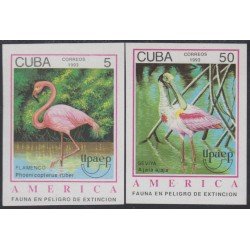 Upaep 1993 Cuba 3323/24s Sin dentar Imperforated fauna pájaros bird variety Upaep 1993 Cuba 3323/24s Sin dentar Imperforated fauna pájaros bird variety