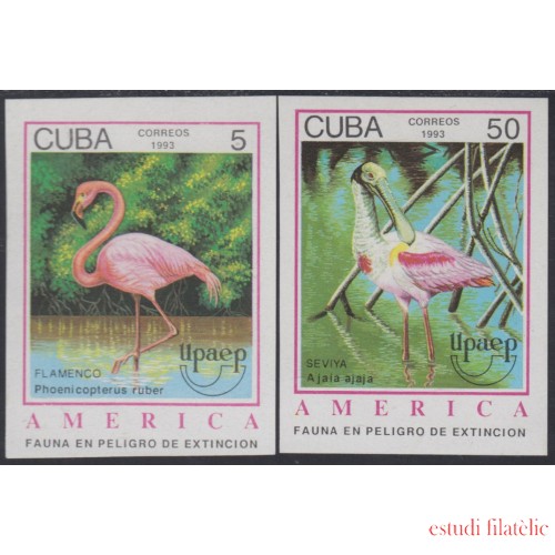 Upaep 1993 Cuba 3323/24s Sin dentar Imperforated fauna pájaros bird variety