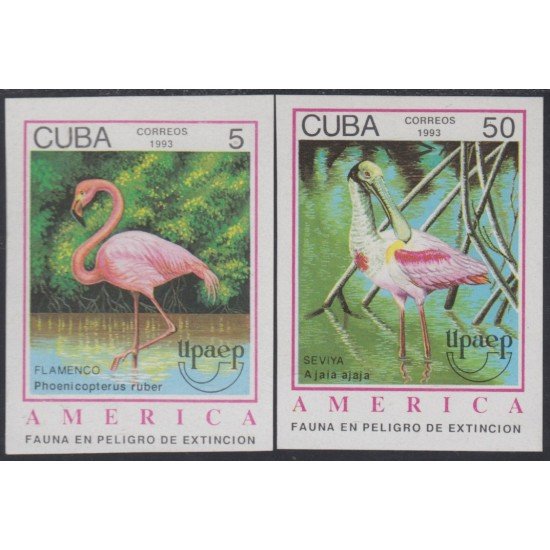 Upaep 1993 Cuba 3323/24s Sin dentar Imperforated fauna pájaros bird variety Upaep 1993 Cuba 3323/24s Sin dentar Imperforated fauna pájaros bird variety