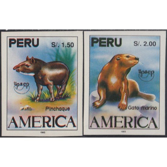 Upaep 1993 Perú Sin dentar imperforated Fauna MNH Upaep 1993 Perú Sin dentar imperforated Fauna MNH