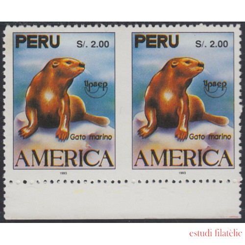Upaep 1993 Perú Sin dentar vertical imperforated pareja Fauna MNH