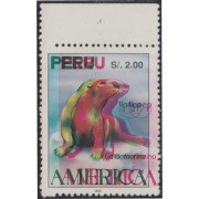 Upaep 1993 Perú Prueba proof doble color Fauna variedad variety MNH