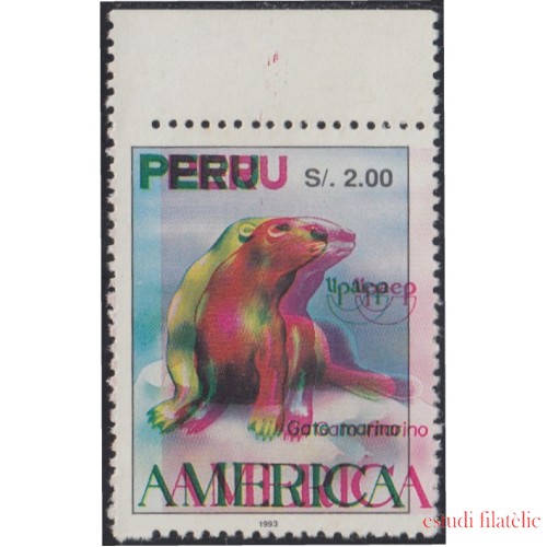 Upaep 1993 Perú Prueba proof doble color Fauna variedad variety MNH