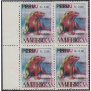 Upaep 1993 Perú Prueba proof doble color Fauna variedad variety bl.4 MNH