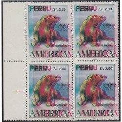 Upaep 1993 Perú Prueba proof doble color Fauna variedad variety bl.4 MNH Upaep 1993 Perú Prueba proof doble color Fauna variedad variety bl.4 MNH