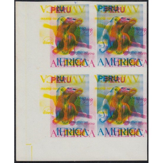 Upaep 1993 Perú Prueba proof color Fauna variedad variety sin dentar bl.4 MNH Upaep 1993 Perú Prueba proof color Fauna variedad variety sin dentar bl.4 MNH