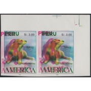 Upaep 1993 Perú Prueba proof doble color Fauna variedad variety pareja sd MNH