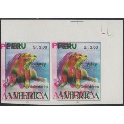 Upaep 1993 Perú Prueba proof doble color Fauna variedad variety pareja sd MNH Upaep 1993 Perú Prueba proof doble color Fauna variedad variety pareja sd MNH