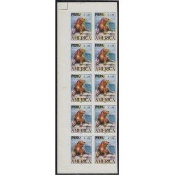 Upaep 1993 Perú Fauna Gato marino sin dentar variedad variety bl.10 Upaep 1993 Perú Fauna Gato marino sin dentar variedad variety bl.10