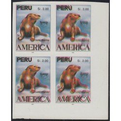 Upaep 1993 Perú Fauna Gato marino sin dentar variedad variety bl.4 Upaep 1993 Perú Fauna Gato marino sin dentar variedad variety bl.4