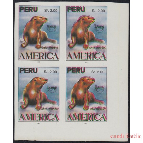 Upaep 1993 Perú Fauna Gato marino sin dentar variedad variety  bl.4