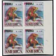 Upaep 1993 Perú Fauna Gato marino sin dentar variedad variety  bl.4 3 colores