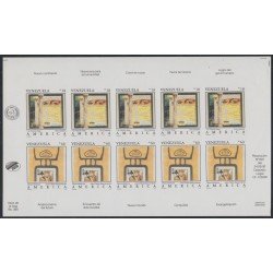 Upaep 1992 Venezuela 1601/02 Sin dentar Imperforated minihojita MNH Upaep 1992 Venezuela 1601/02 Sin dentar Imperforated minihojita MNH