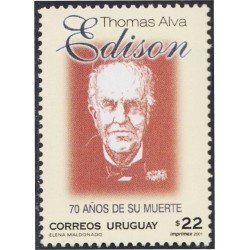 Uruguay 1962A 2001 70º Aniversario de la muerte de Thomas Alva Edison MNH Uruguay 1962A 2001 70º Aniversario de la muerte de Thomas Alva Edison MNH