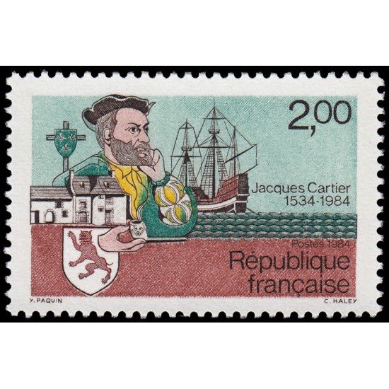 France Francia  2307 1984 Jacques Cartier 450 aniv. de su primer viaje a Canadá MNH