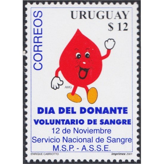 Uruguay 1989 2001 Día del donante de sangre MNH Uruguay 1989 2001 Día del donante de sangre MNH