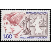 France Francia 2308 1984 PHILEX-JEUNES Exposición filatélica de la juventud en Dunquerque MNH France Francia 2308 1984 PHILEX-JEUNES Exposición filatélica de la juventud en Dunquerque MNH