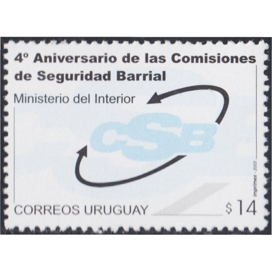 Uruguay 2109 2003 4º Aniversario de Comisiones de Seguridad Barrial Ministerio MNH Uruguay 2109 2003 4º Aniversario de Comisiones de Seguridad Barrial Ministerio MNH
