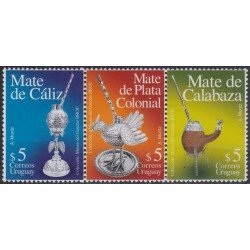 Uruguay 2155/57 2004 Piezas de plata del Museo Gaucho Recipientes de mate MNH Uruguay 2155/57 2004 Piezas de plata del Museo Gaucho Recipientes de mate MNH