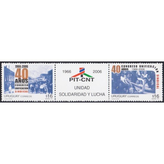 Uruguay 2280a/81a 2006 40º Aniversario del Congreso de unificación sindical MNH Uruguay 2280a/81a 2006 40º Aniversario del Congreso de unificación sindical MNH