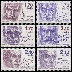 France Francia 2355/60 1985 Personajes célebres Escritores MNH France Francia 2355/60 1985 Personajes célebres Escritores MNH