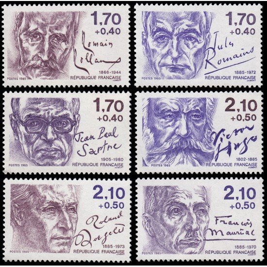 France Francia  2355/60 1985 Personajes célebres Escritores MNH