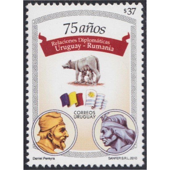 Uruguay 2430 2010 75º Aniversario de Relaciones Diplomáticas con Rumanía MNH Uruguay 2430 2010 75º Aniversario de Relaciones Diplomáticas con Rumanía MNH