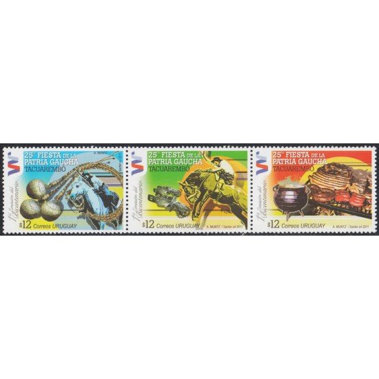 Uruguay 2464/66 2011 Bicentenario de la Independencia Tacuarembo Fiestas Caballos Horses MNH Uruguay 2464/66 2011 Bicentenario de la Independencia Tacuarembo Fiestas Caballos Horses MNH