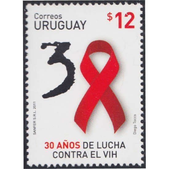 Uruguay 2487 2011 30 Años de Lucha contra el VIH MNH Uruguay 2487 2011 30 Años de Lucha contra el VIH MNH
