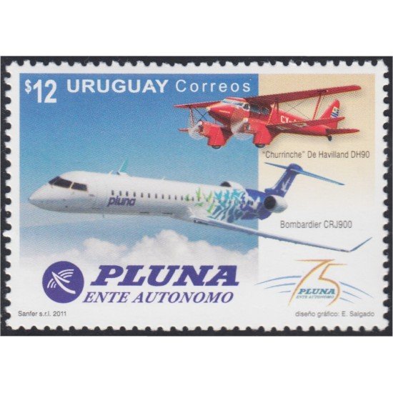 Uruguay 2527 2011 75 aniv. de la Compañía Aérea Pluna MNH