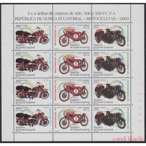 Guinea Ecuatorial 326/28 2004 Minihojita Motocicletas MNH