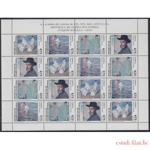 Guinea Ecuatorial 430/33 2010 Minihojita Joaquín Sorolla MNH