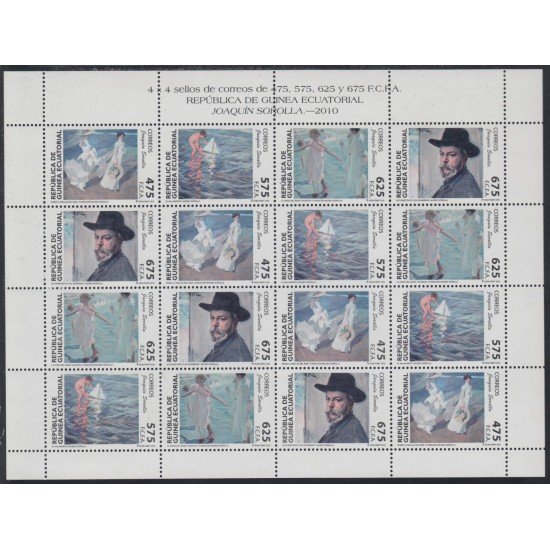 Guinea Ecuatorial 430/33 2010 Minihojita Joaquín Sorolla MNH Guinea Ecuatorial 430/33 2010 Minihojita Joaquín Sorolla MNH